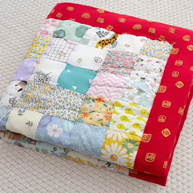 婴儿手工棉花包被宝宝棉抱被新生儿四季百家被春夏百福被小棉被