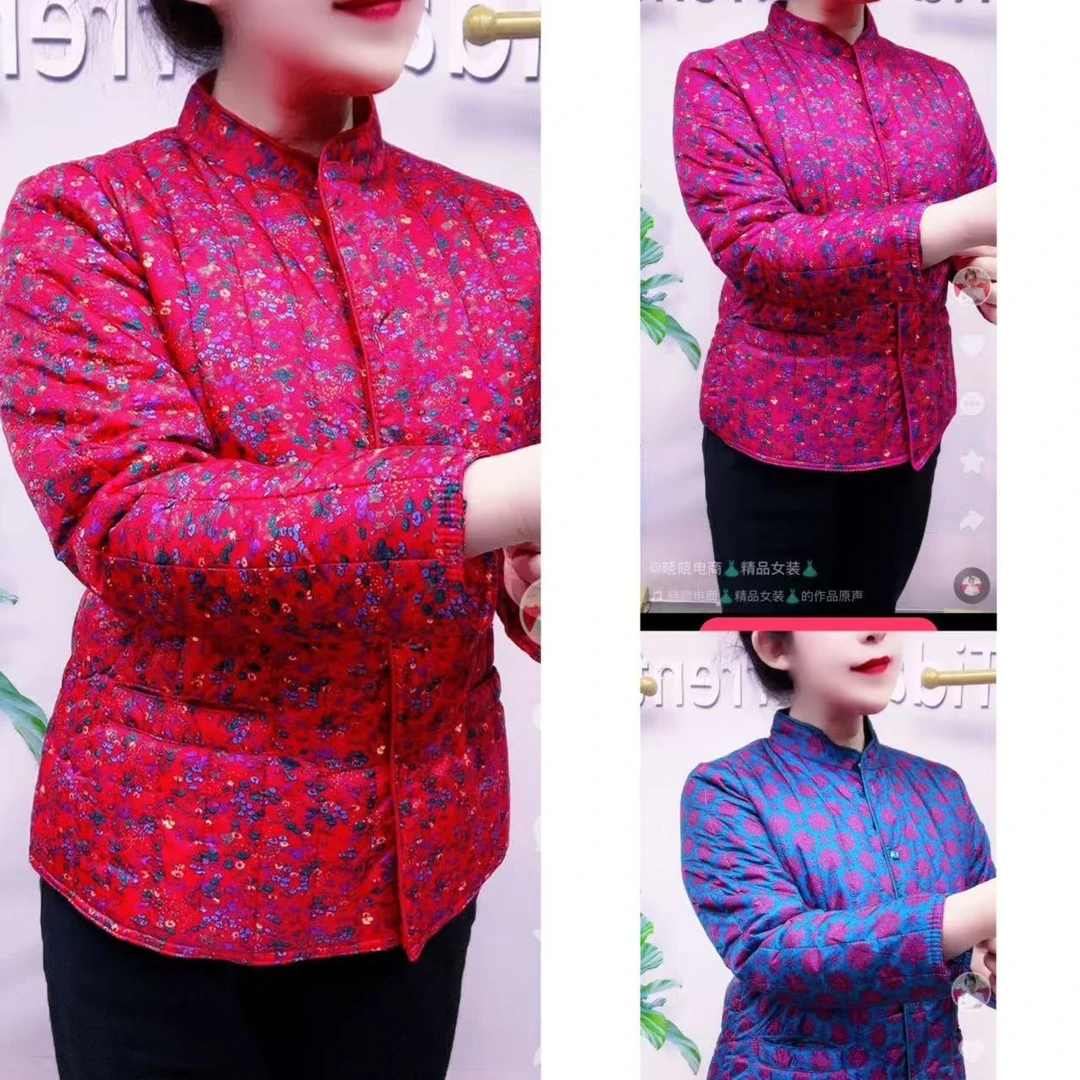 冬装轻薄小棉衣中老年妈妈装保暖夹棉短款外套老太太棉服