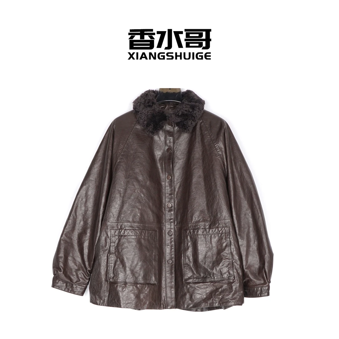 2025新款秋冬女时尚休闲皮毛一体鹅绒服保暖百搭皮衣