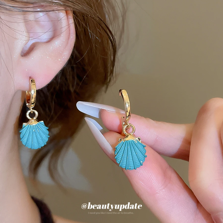 铜合金耳饰 网红蓝色女日韩素款设计感个性耳坠耳饰小众精致耳环