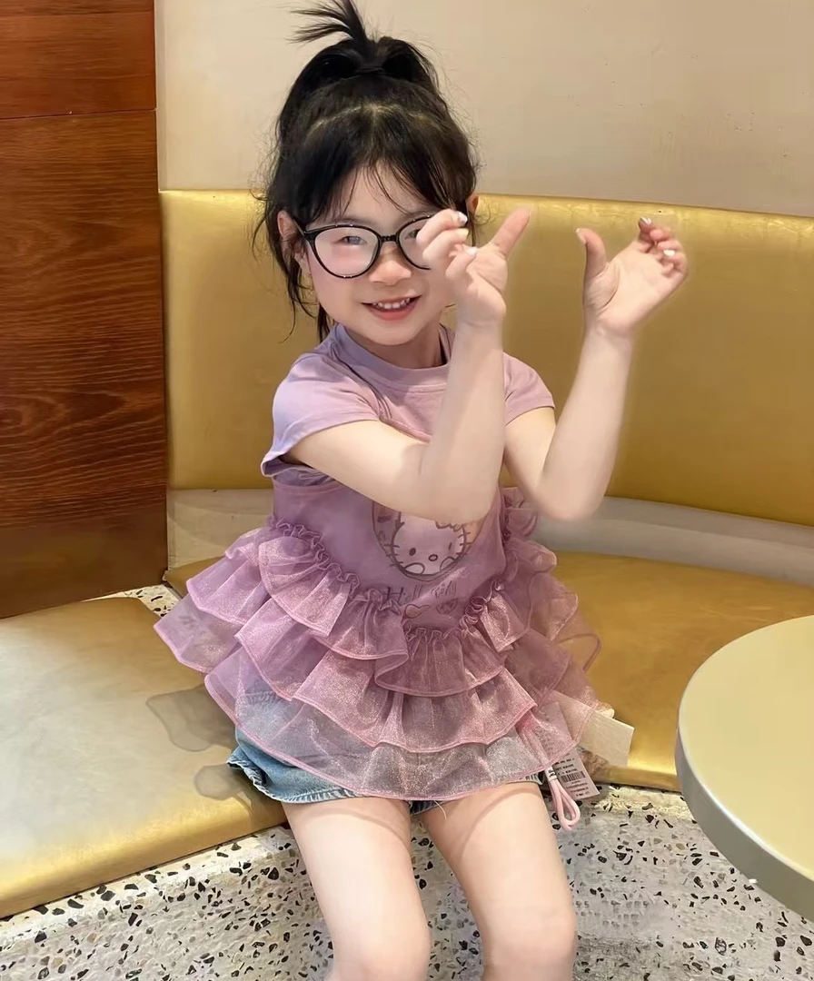 【XTL】2025新夏乌梅子酱爱心卡通猫纱纱吊带两件套8878