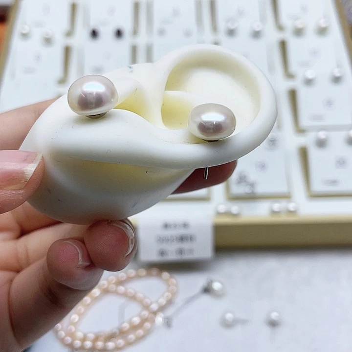 淡水珍珠耳饰银S925镶嵌甲****甲