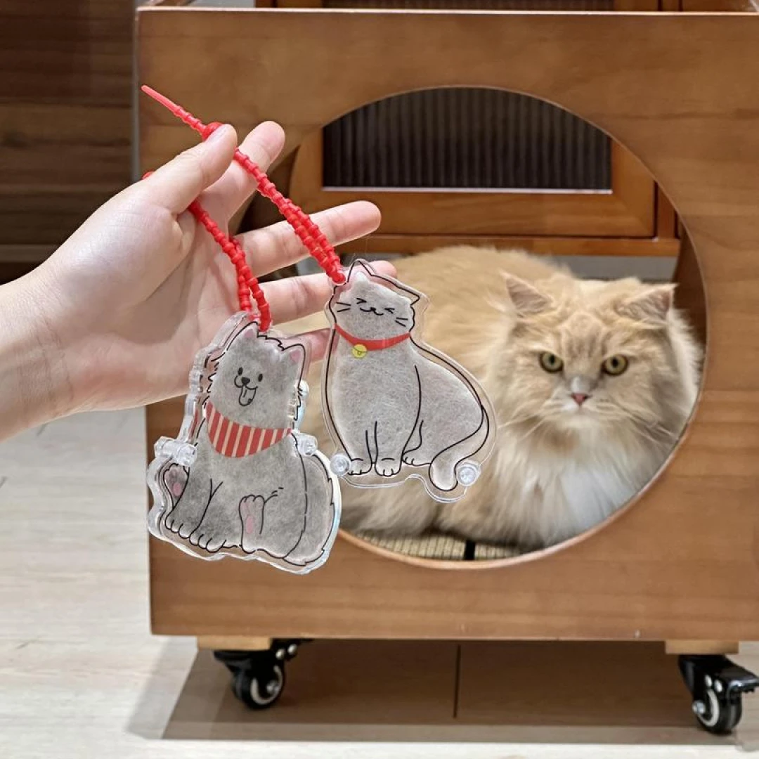 【喵喵】小狗猫咪毛收纳透明吊饰扭蛋式猫咪宠物毛发纪念钥匙扣