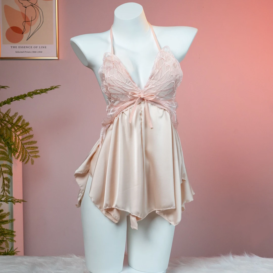 【蝶语】法式高级感蝴蝶冰丝吊带睡裙