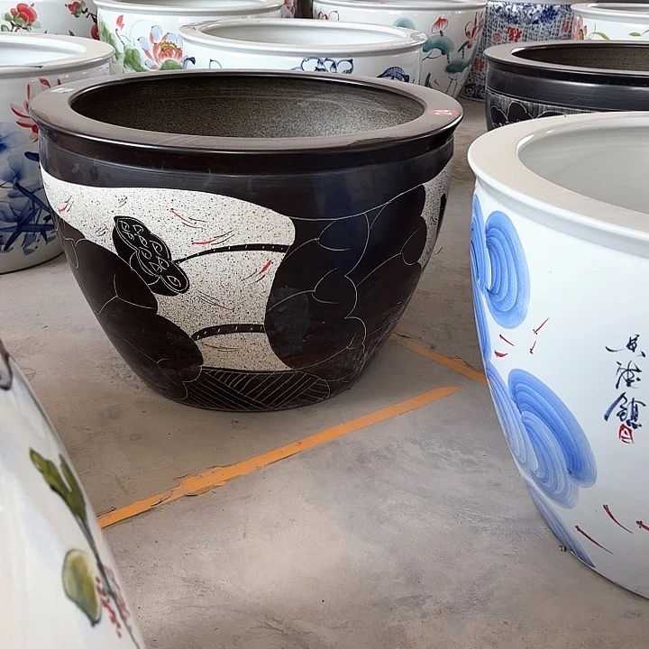瓷片景德镇陶瓷77*50鱼戏荷叶