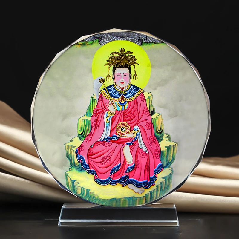 供奉后土娘娘地母画像水晶摆台桌面装饰摆件文创礼品人像来图定制
