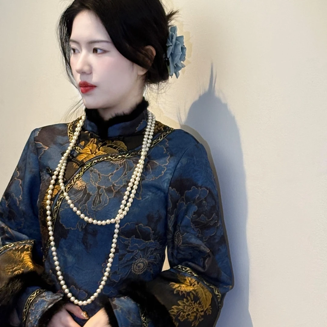 LHMknk1画报夫人原创自制旗袍高级新中式连衣裙 兰陵王清宫愿
