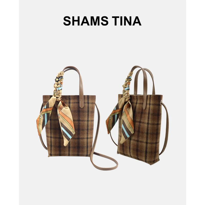 shams tina纯色手机包单肩斜挎包丝巾包包