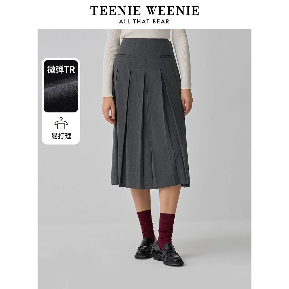 【达人专属】TeenieWeenie小熊女装半身裙25通勤百褶裙TTWH256303N