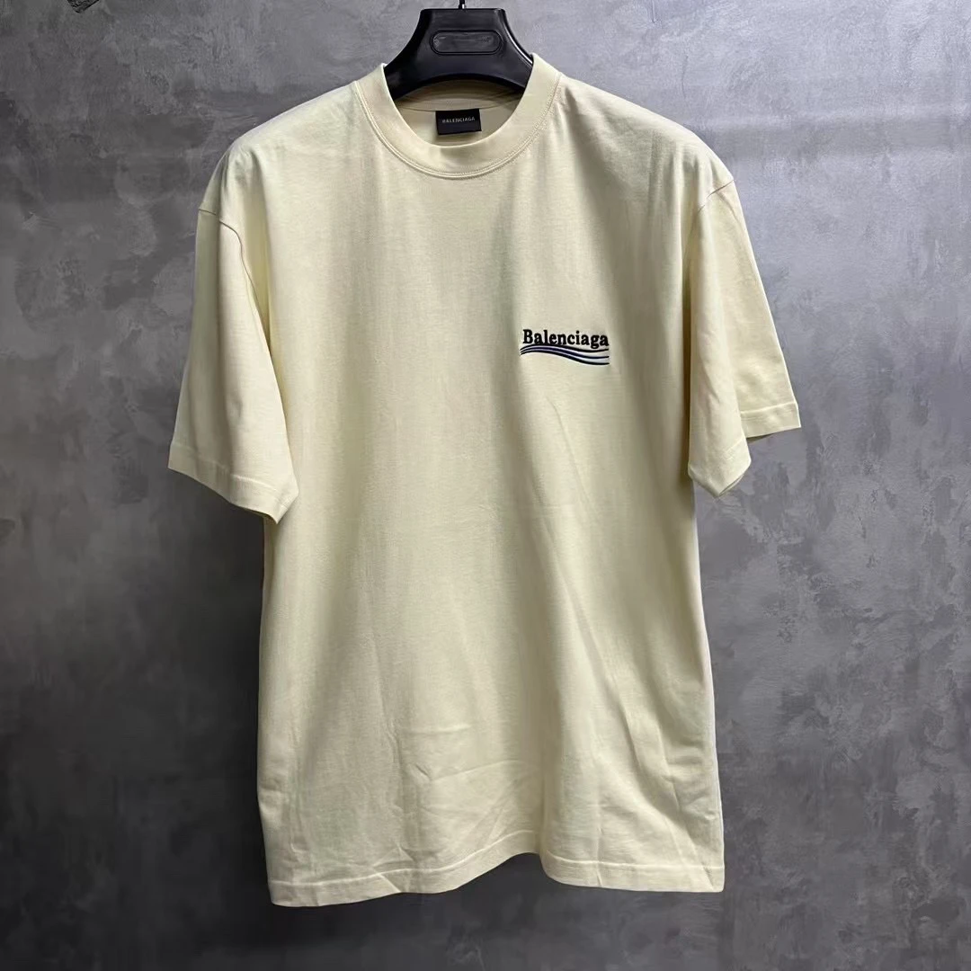 未使用 Balenciaga/巴黎世家 米色字母印花圆领短袖T恤/xxs