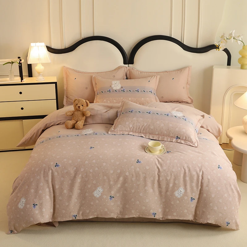 2025新款全尺寸加厚全棉四件套纯棉磨毛三件套柔软亲肤床单床笠