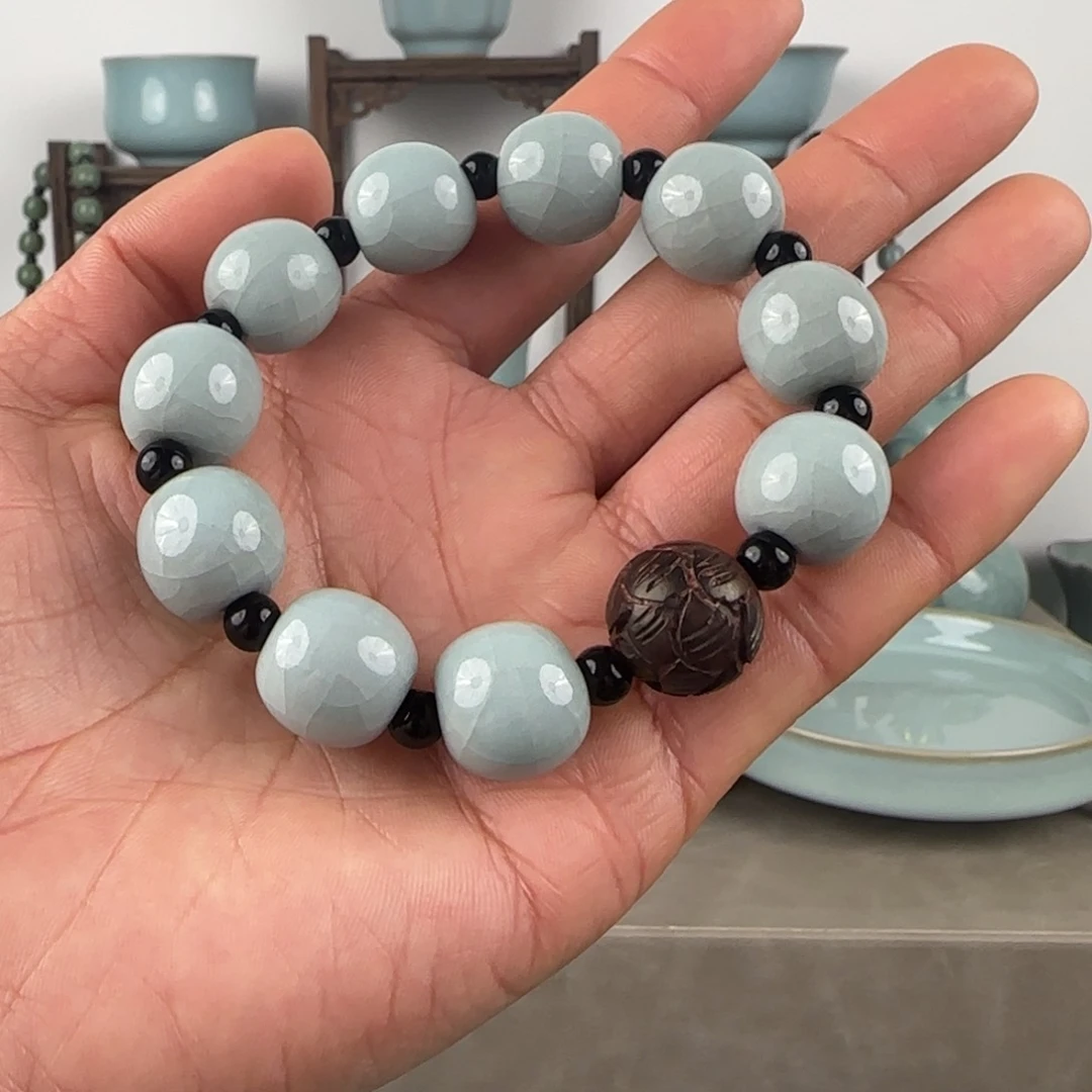 瓷片汝瓷天青釉手串大号