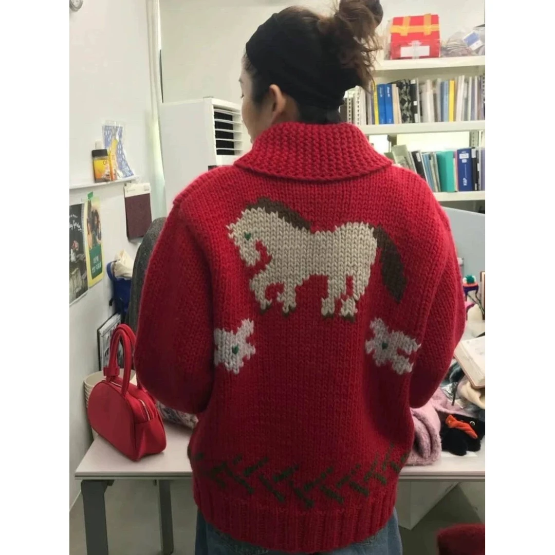 Eazyseoul 复古小马手工编织外套