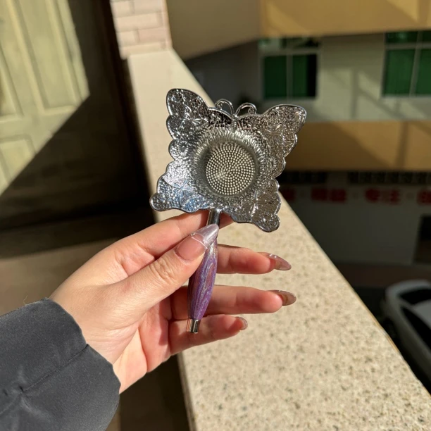 紫花蝴蝶仙女茶漏茶过滤器蝴蝶系列精致茶水分离茶具配件