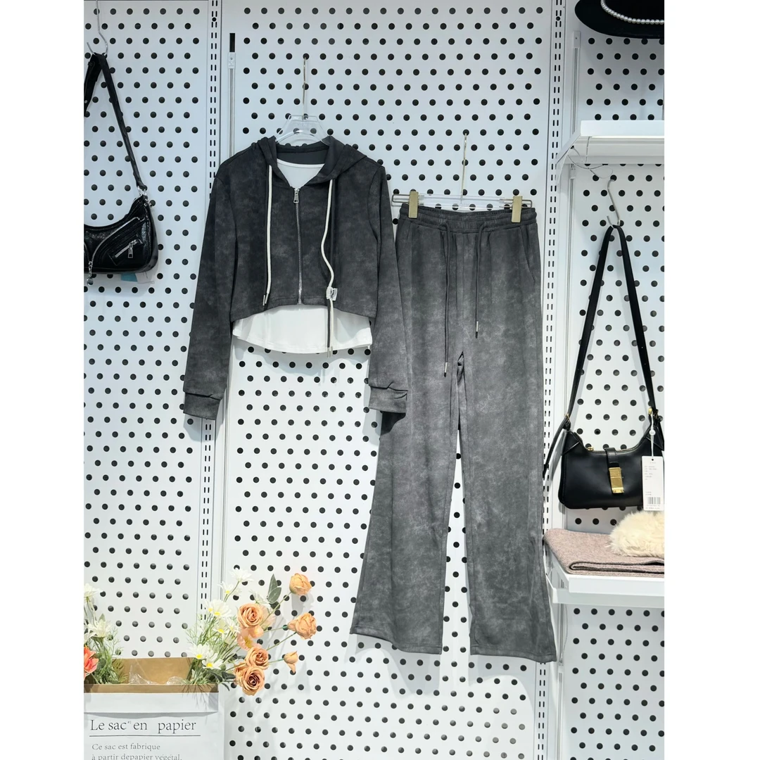 【婷婷专属】 D3F3587XB  春季女士上衣+背心+裤子三件套装