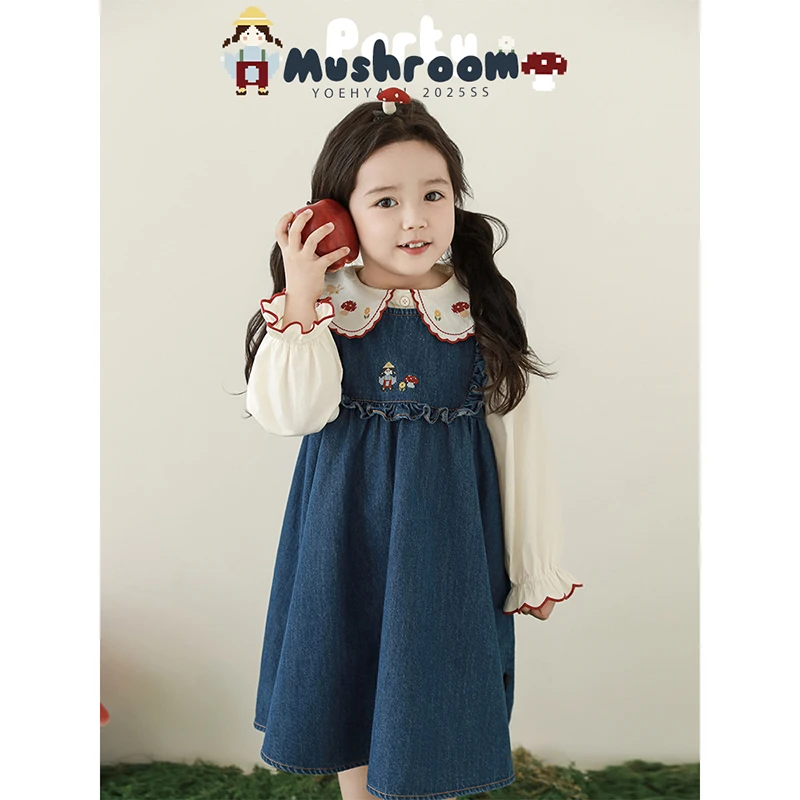 YOEHYAUL/幼悠幼悠【梦幻乐园】春壹波女童春秋牛仔背心裙汉服C3181