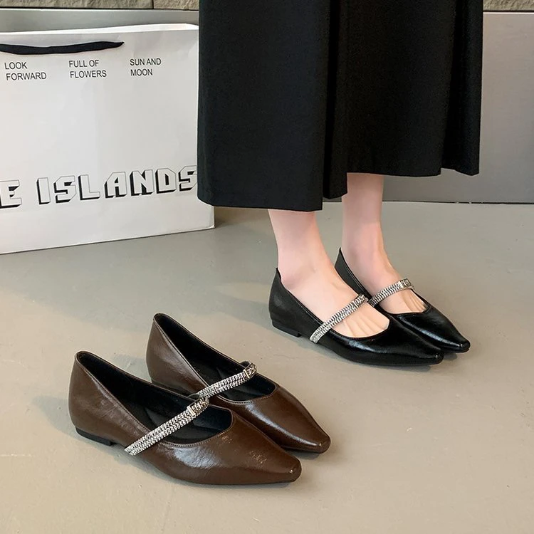 「02-05」53复古玛丽珍鞋女韩版法式浅口单鞋一字带粗跟小皮鞋