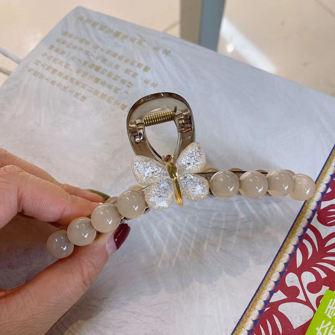 明上源M1064春夏新款高级感蝴蝶抓夹优雅贵气简约后脑勺夹鲨鱼夹