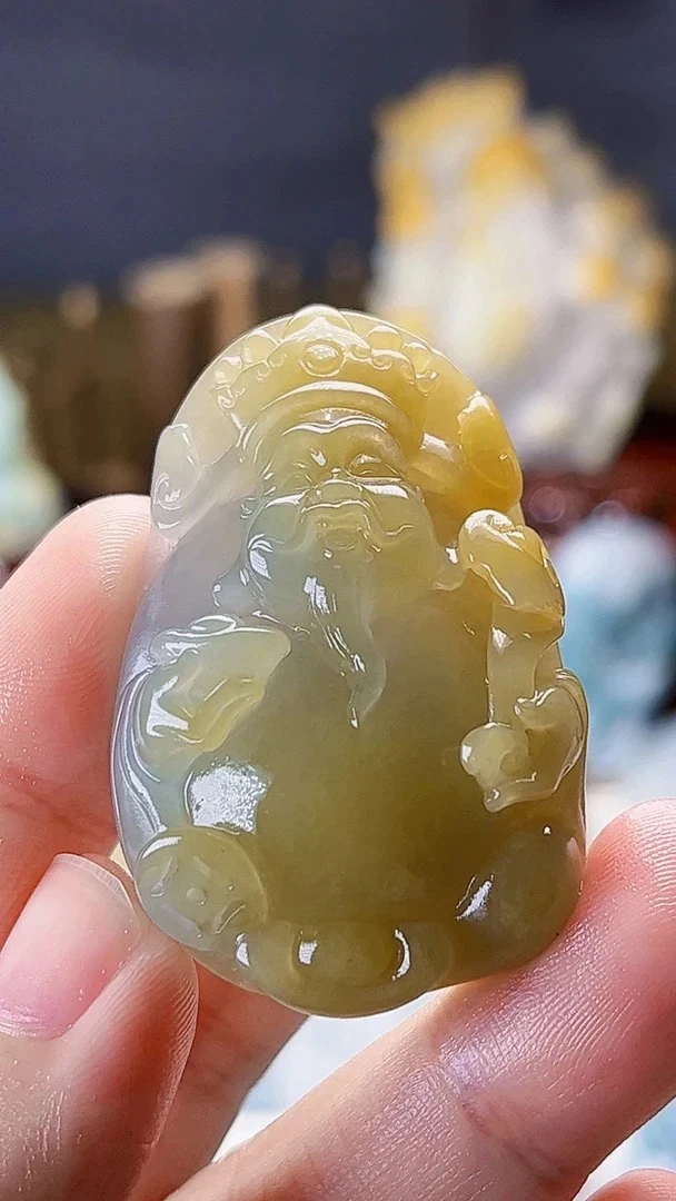 【新春好物】天然缅甸翡翠冰胶黄翡财神毛货买断需抛光尺寸46x30x13