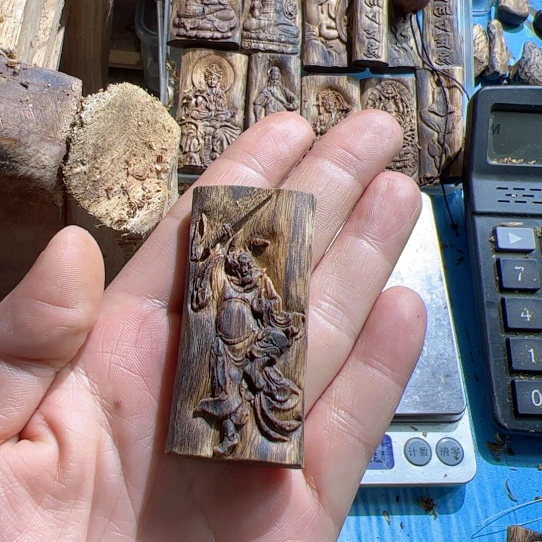 沉香吊坠白棋钟馗10.6克