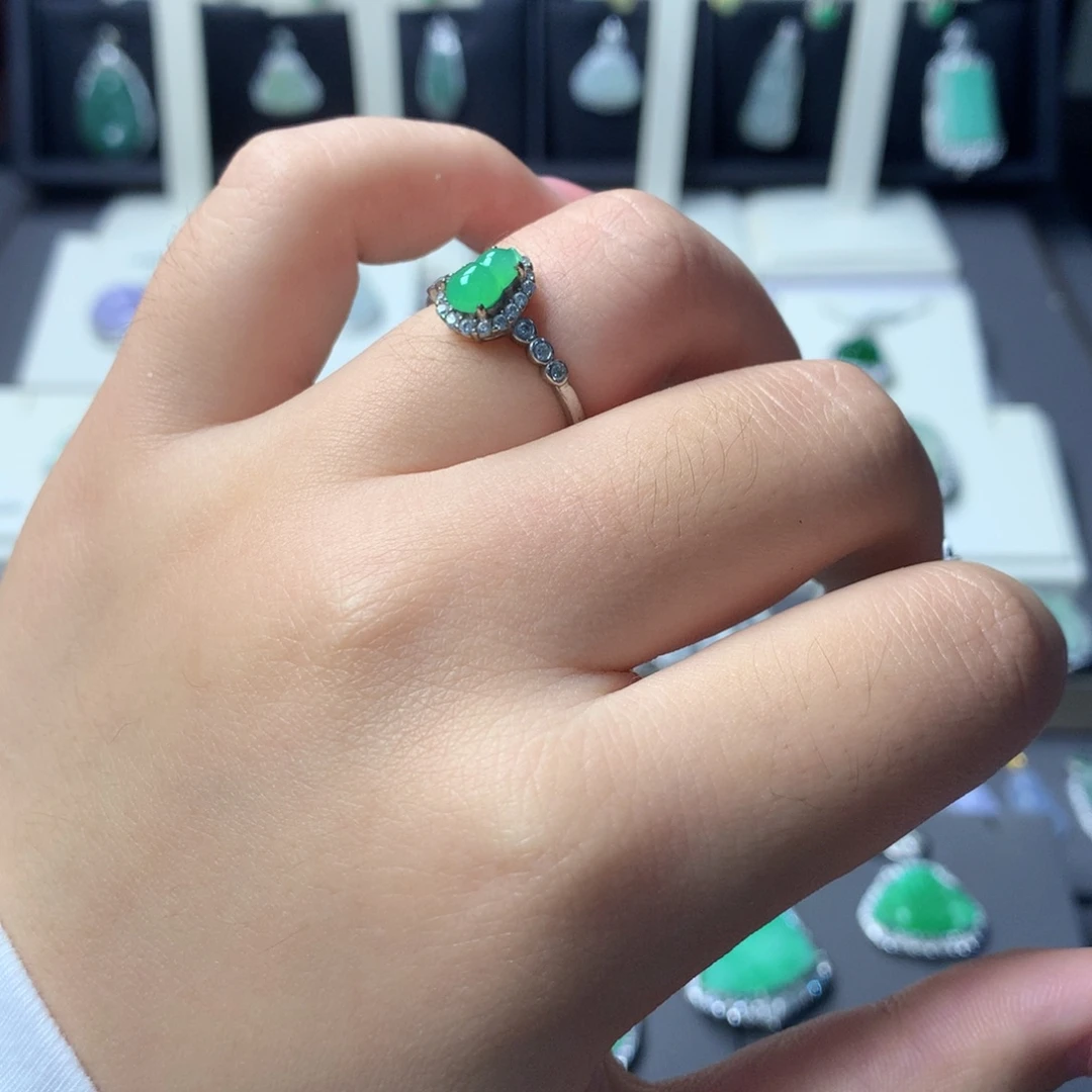 翡翠银S925镶嵌挂件