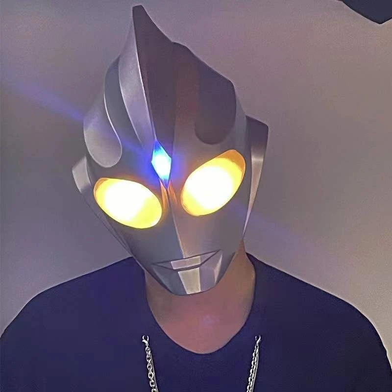迪迦头套头盔可穿戴发光面具触控儿童无毒成人神光棒变身器男孩