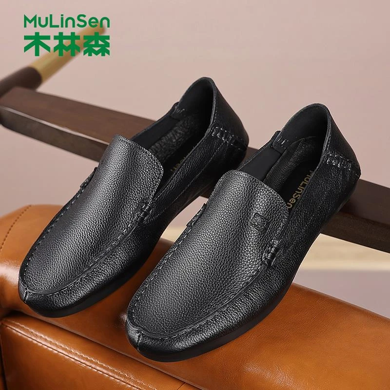 木林森豆豆鞋男鞋开车鞋2025软皮真皮头层牛皮秋季驾车懒人鞋