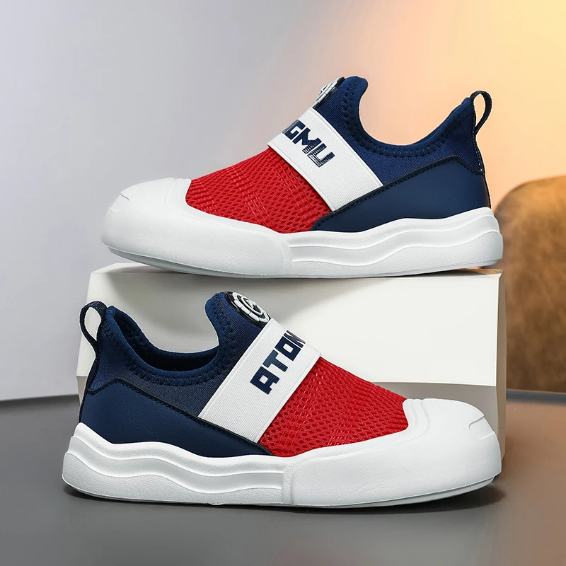 儿童运动鞋夏季新款男女童休闲鞋网面透气中大童跑步鞋一脚蹬潮鞋