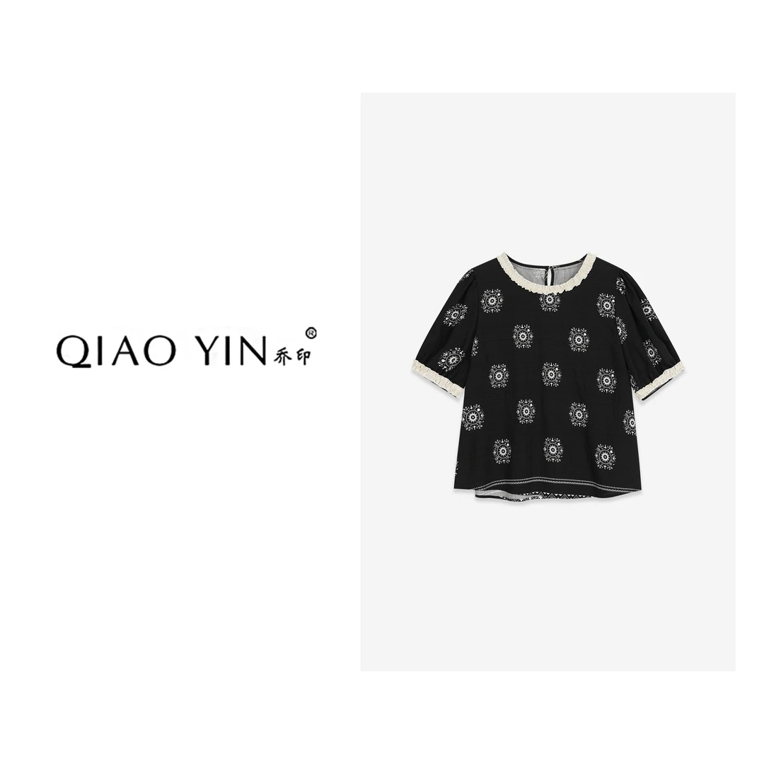 QIAO YIN"小衫“夏季小清晰T恤老钱风上衣QY27827