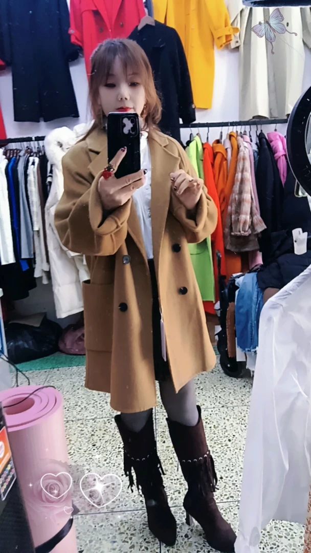 韩版宽松中长款双面大衣气质毛呢外套秋冬百搭休闲款