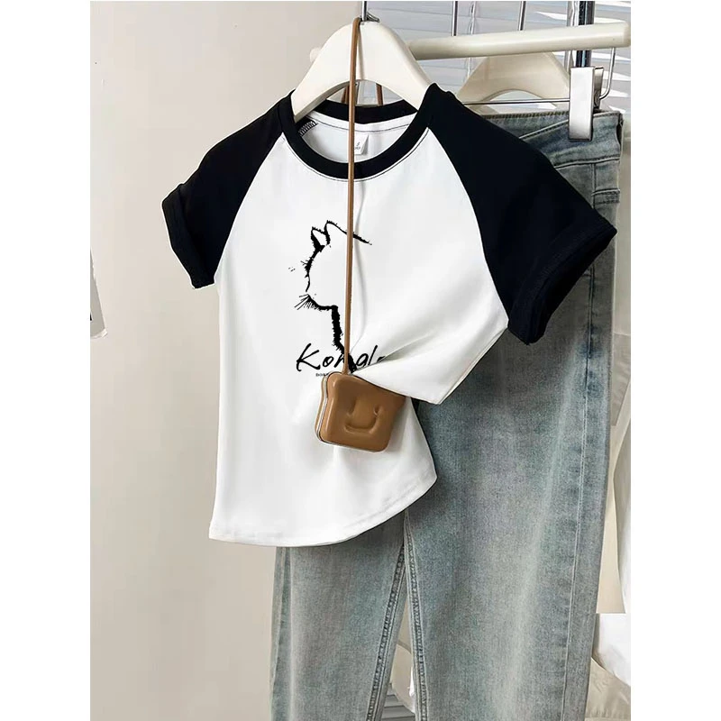 2025新款磨毛短袖t恤插肩袖设计感小众洋气时尚百搭春夏秋打底衫