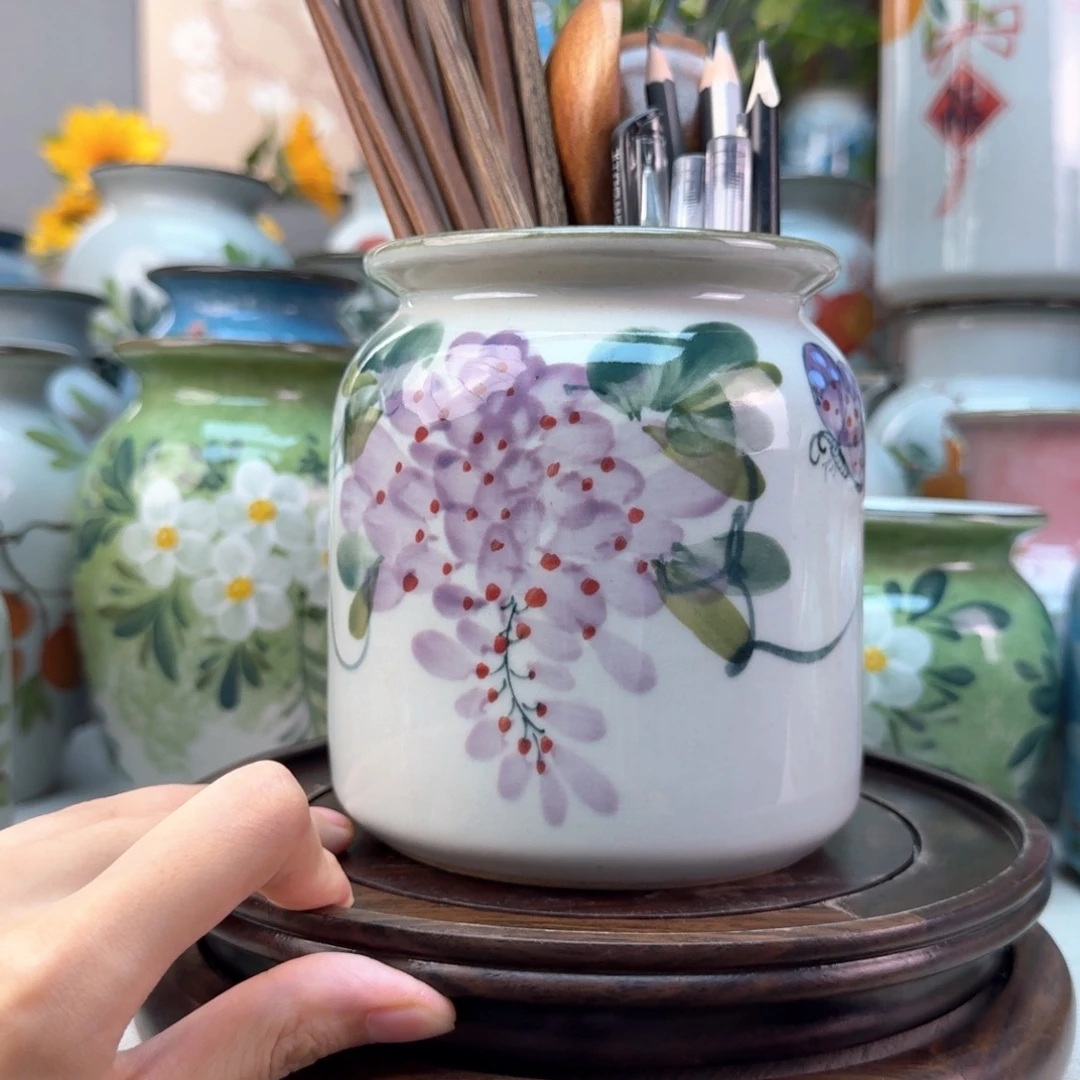 景德镇陶瓷手绘花瓶无孔