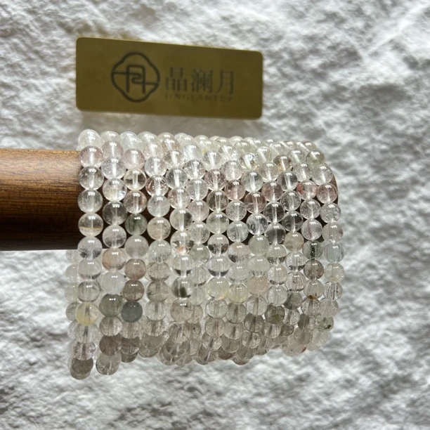 【晶澜月】M340天然水晶 彩兔毛单圈手串 多样性发其一