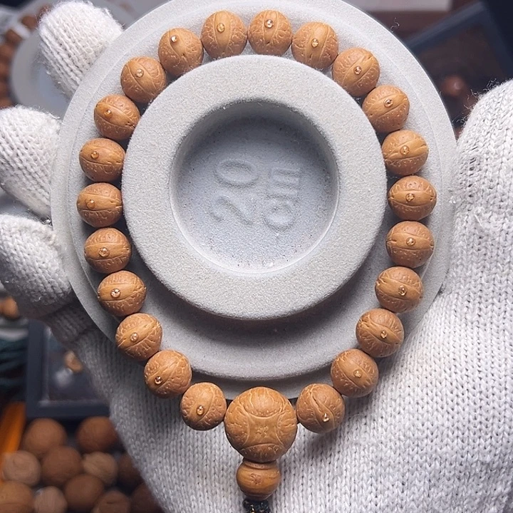 手串凤眼菩提11.5mm实心粉红玉化皮