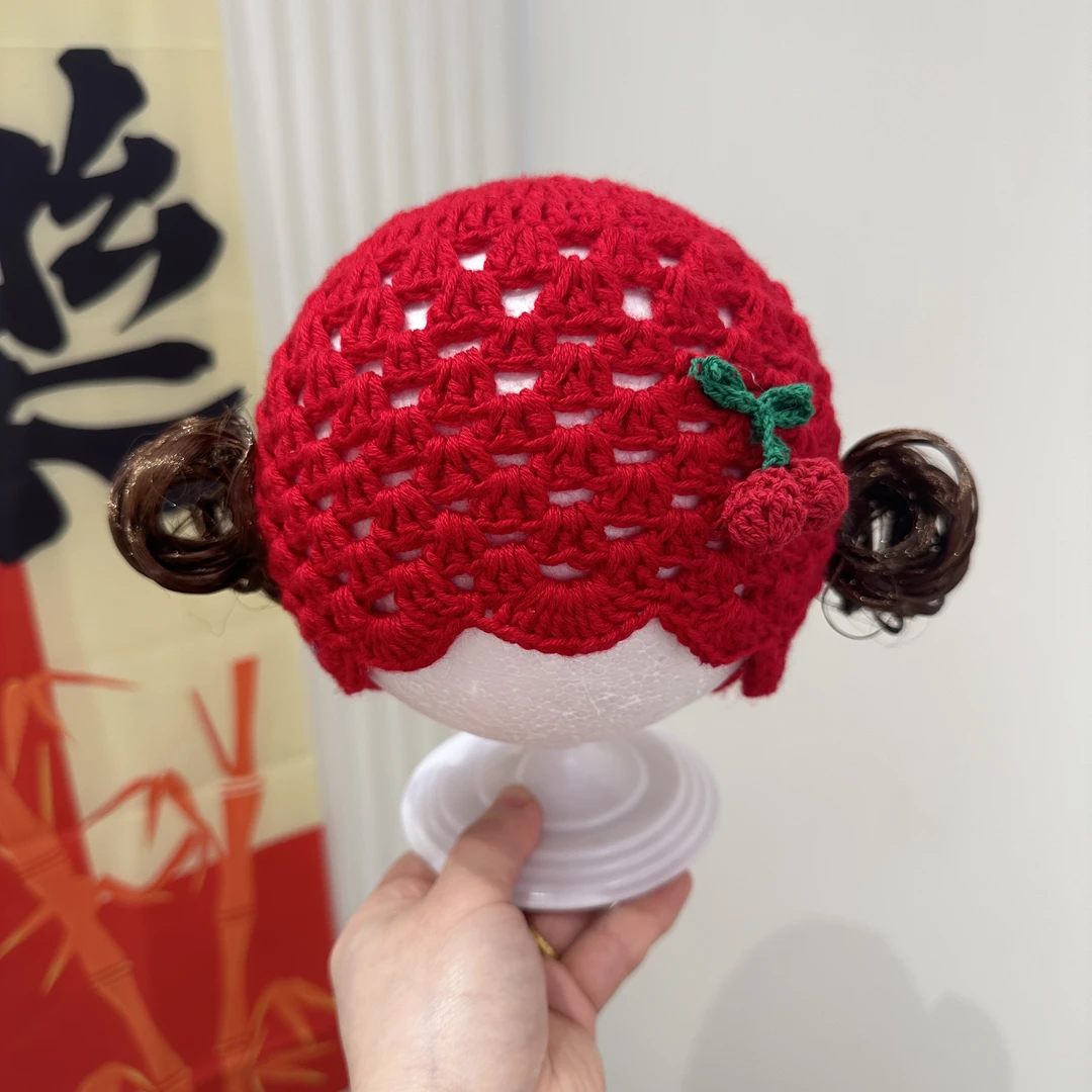 婴儿假发帽子女宝宝小孩帽韩版洋气公主手工儿童编织毛线帽国风款