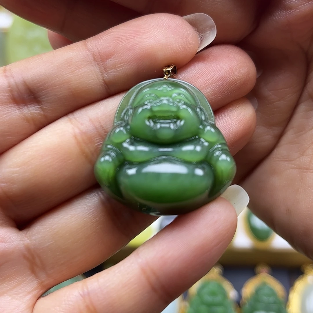 和田玉18K金镶嵌颈饰猫眼