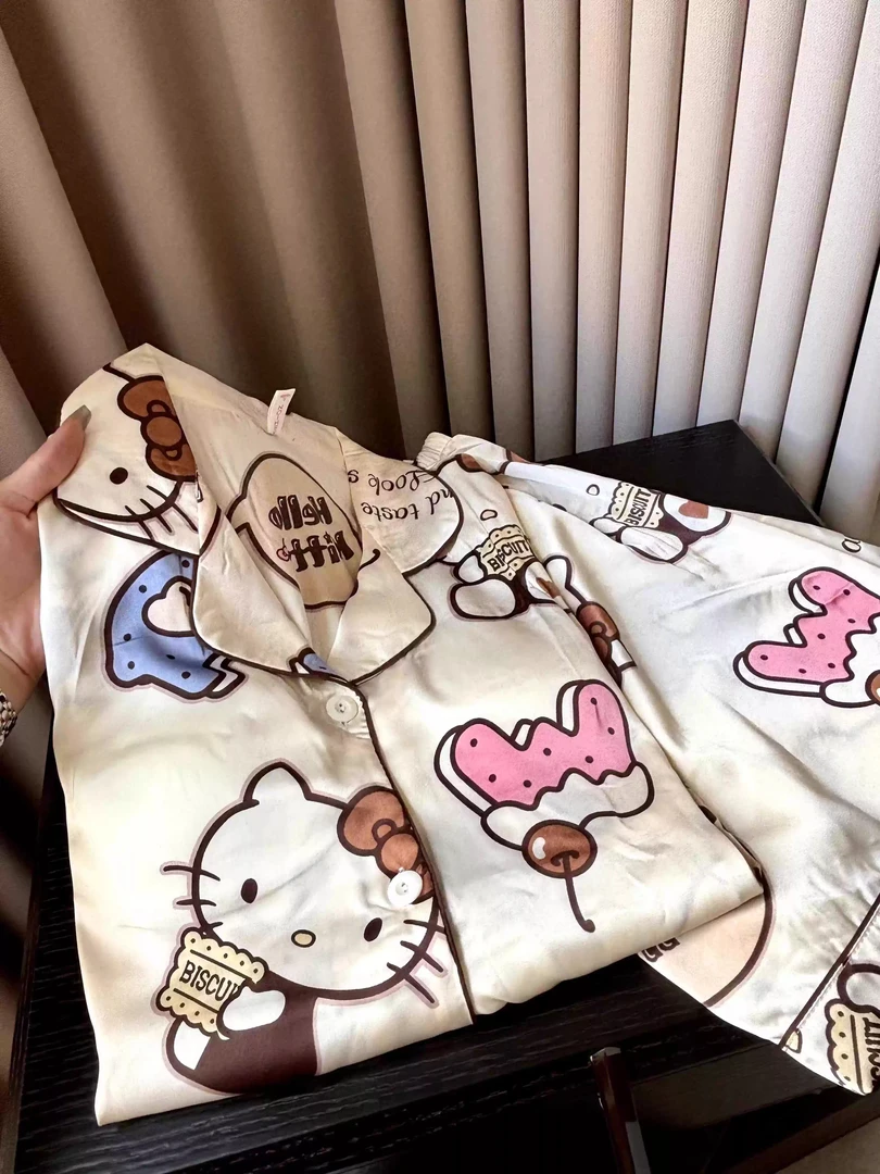 【DMXJ大梦想家】卡通凯蒂猫冰丝睡衣女夏季2025新款家居服短裤套装