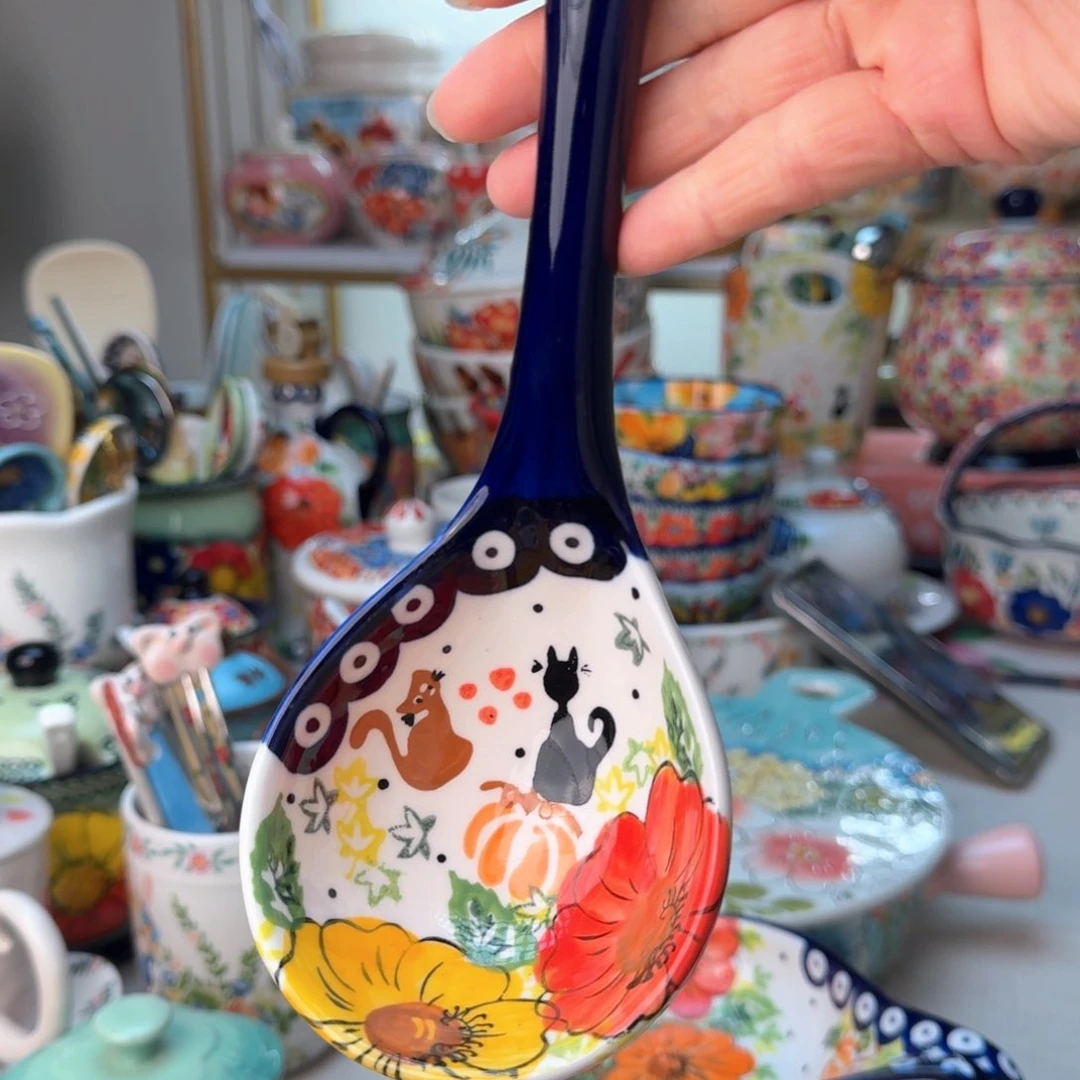 陶瓷南瓜猫汤勺一只看图