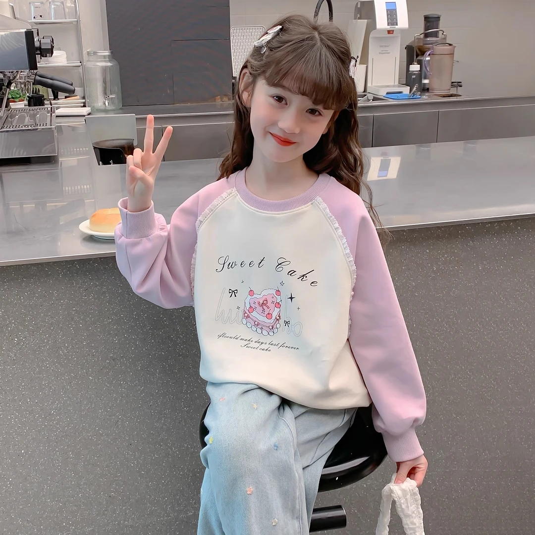 女童春装卫衣2025新款圆领卡通童装春秋季小女孩网红洋气儿童上衣