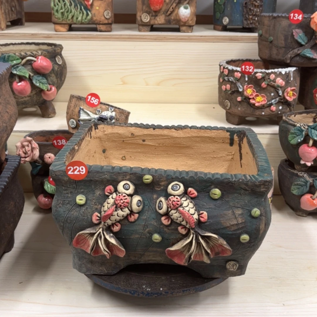 【闪购商品】紫砂花盆229号福利内口径 26×19.5带脚高