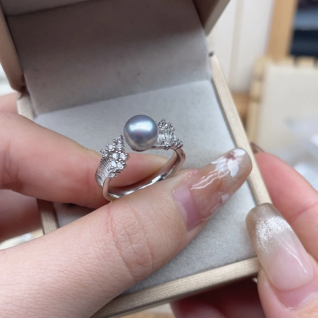 戒指银S925镶嵌海水珍珠V34