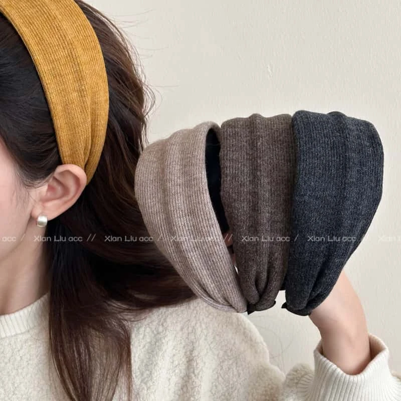简约纯色针织宽边发箍女洗脸发卡碎发高颅顶头箍新款头饰发捆饰品