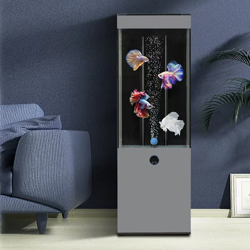 2025新款客厅立体式家用超白玻璃落地鱼缸极窄溢流底部过滤免换水