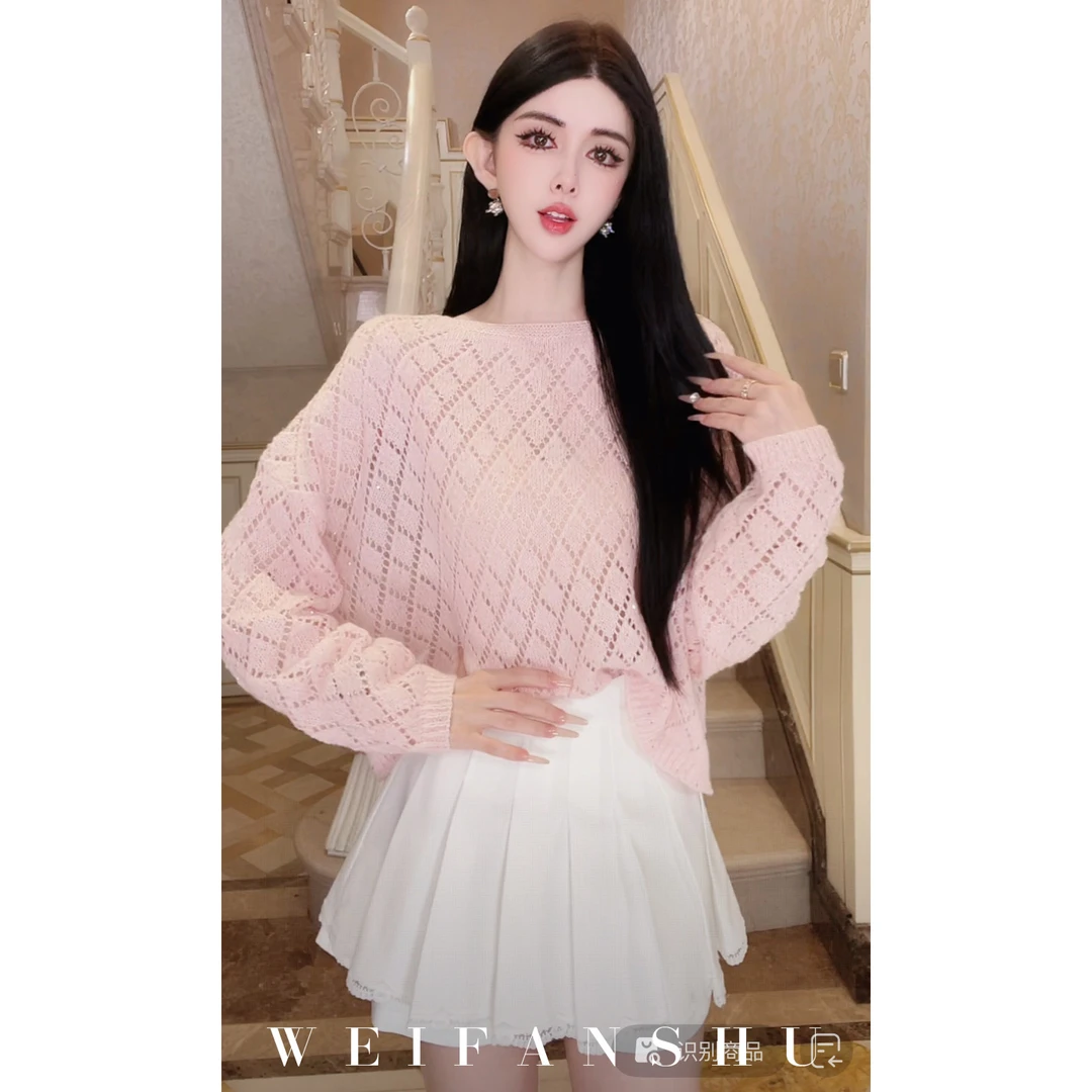 WEIFANSHU/魏凡舒【时代广场】早秋新款甜美减龄百搭宽松长袖毛衣