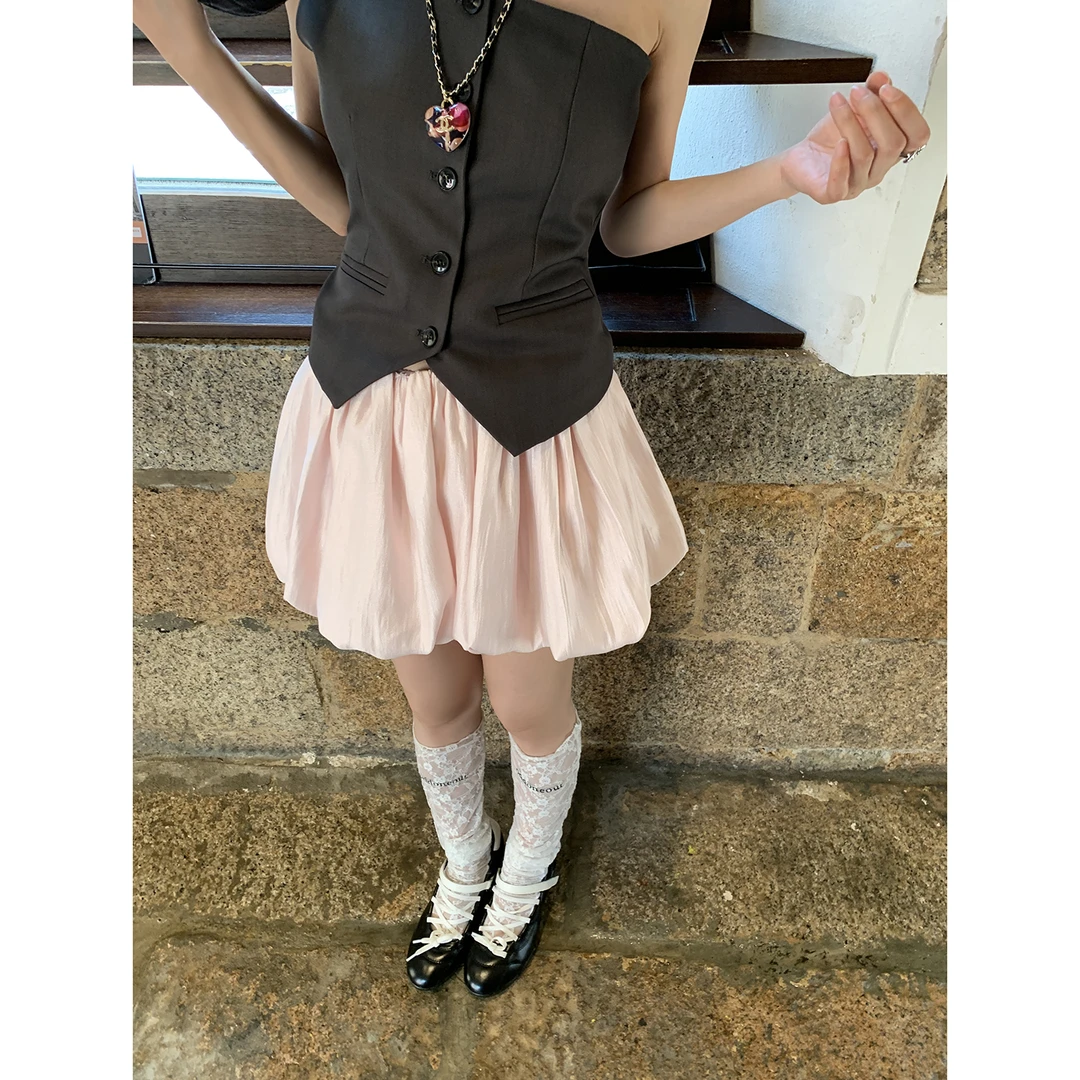 【姑姑】灯笼短裙裤女高腰半身裙4265