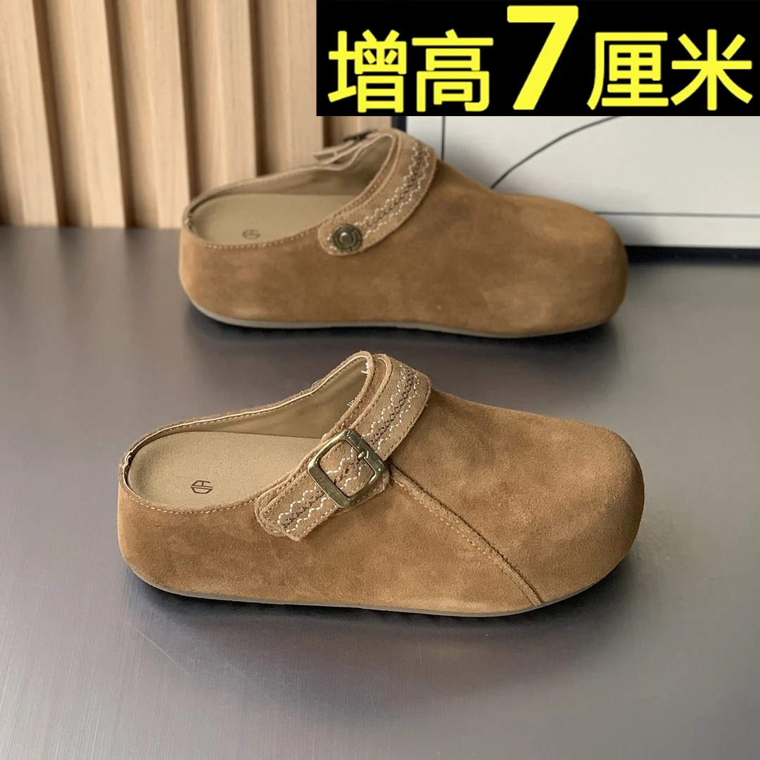 厚底勃肯鞋女2025秋季新款百搭包头半拖鞋外穿懒人一脚蹬穆勒鞋子