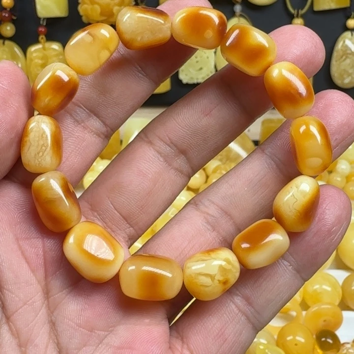 蜜蜡未镶嵌珠宝奇石随形手串