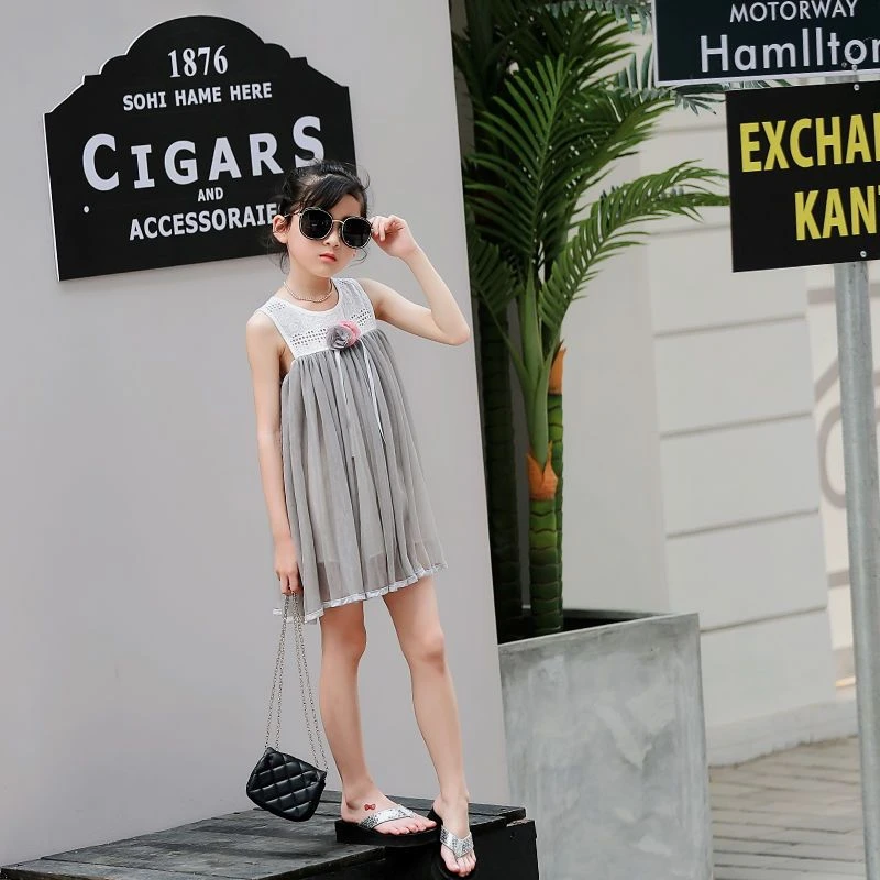 434女童新款连衣裙夏装百褶蓬蓬裙洋气公主裙儿童中小童裙子