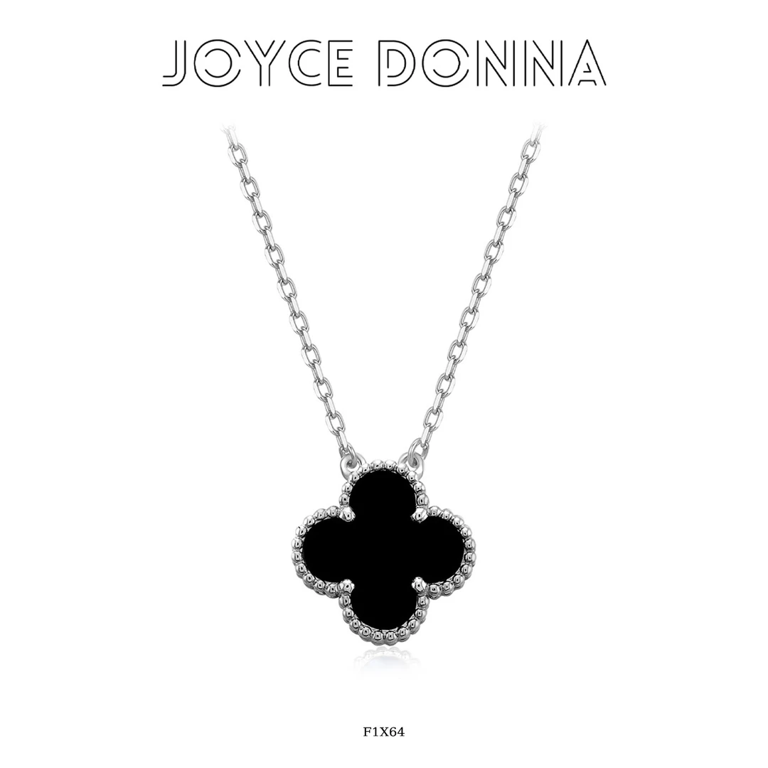 925银 镀K金 轻奢气质高级感经典百搭黑色四叶花项链 F1X64