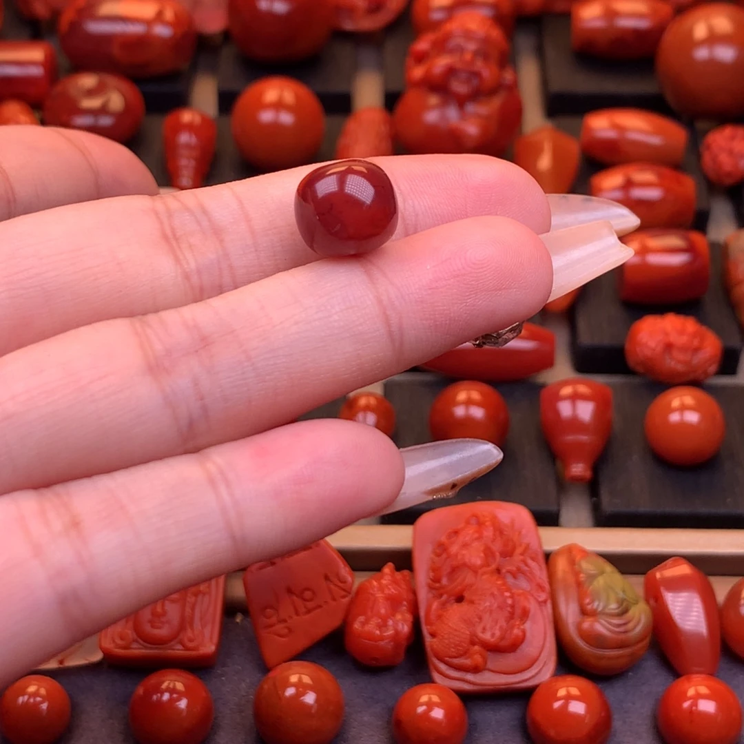 南红玛瑙未镶嵌川料原矿老型单珠11mm